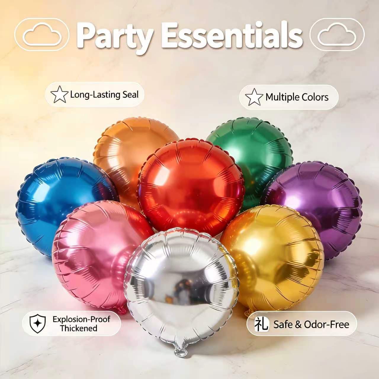 ลูกโป่งฟอยล์ Mylar กลม 18 นิ้ว