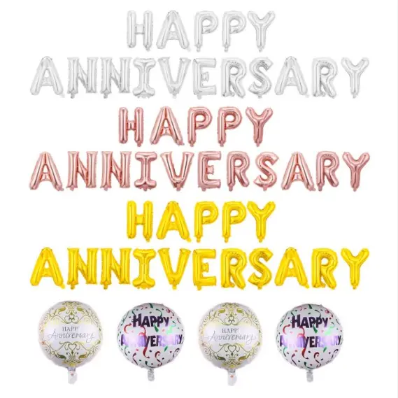 สุขสันต์วันครบรอบลูกโป่งฟอยล์ตกแต่ง