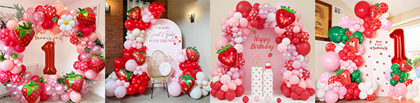 Balloon garland with strawberry foil balloon