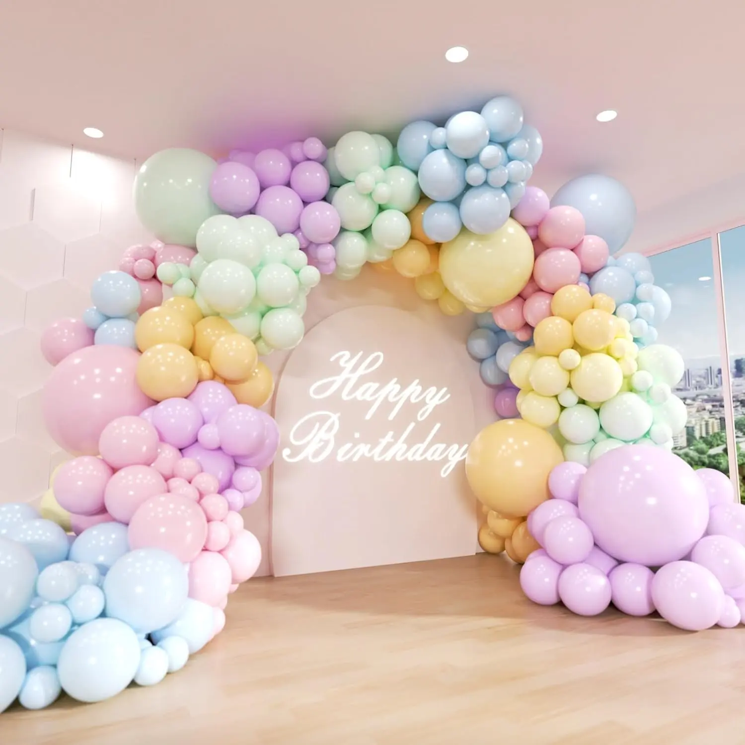 ซุ้มลูกโป่งสีพาสเทล