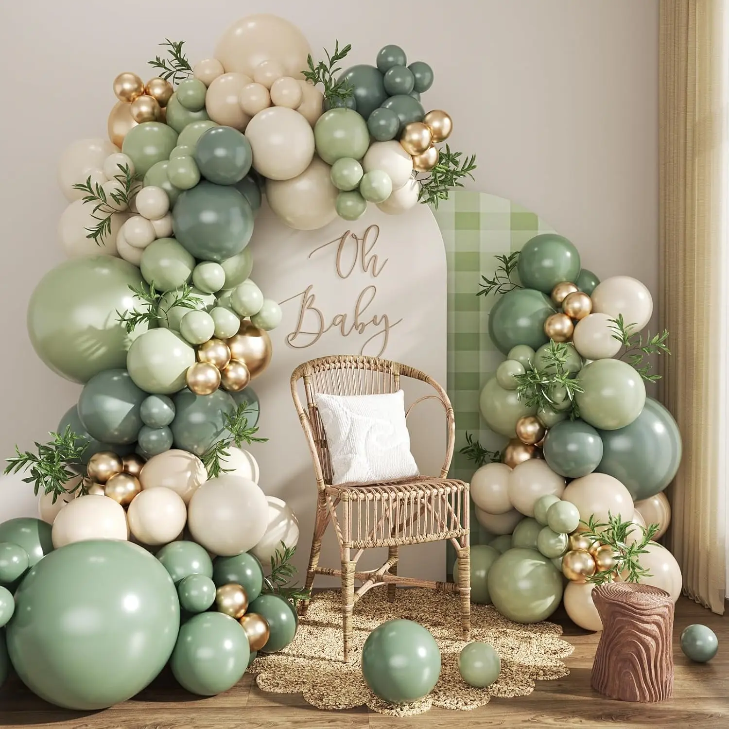 ชุดอุปกรณ์ซุ้มพวงมาลัยบอลลูน Sage Green